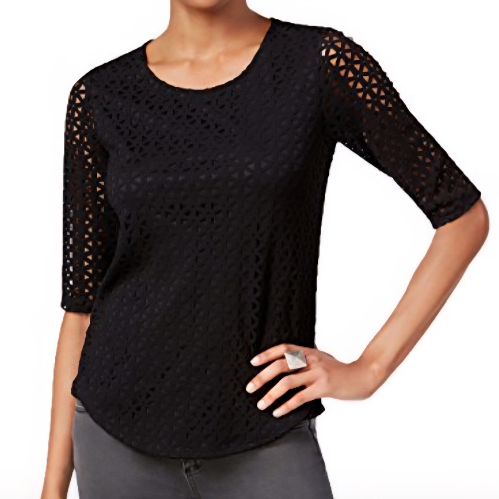 Bar III Black Eyelet Blouse